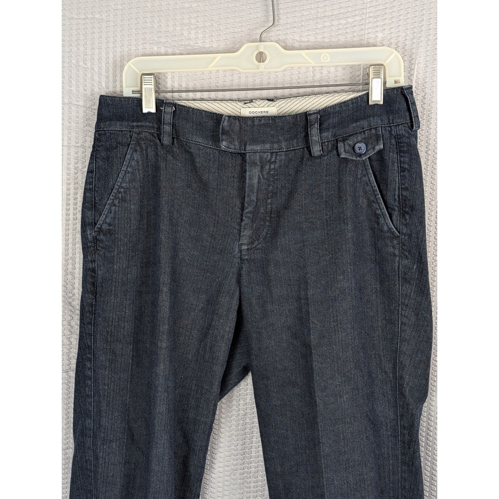 Dockers Jaylynn Mid-rise Curvy Straight Leg Trousers Dark Wash Blue Womens 8 Med